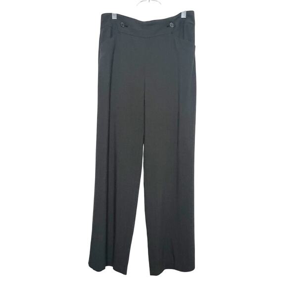 MAX STUDIO Pinstripe Twill Wide Leg Pants High Rise Stretch Black White Size 12 - Picture 10 of 10